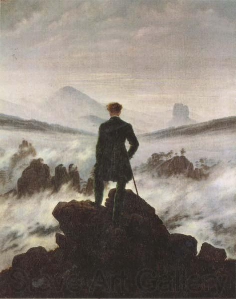 Caspar David Friedrich Wanderer Watching a Sea of Fog (mk45) Norge oil painting art